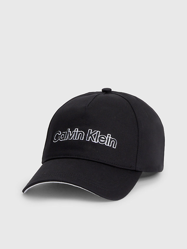 berretto con logo in cotone biologico black da uomo calvin klein
