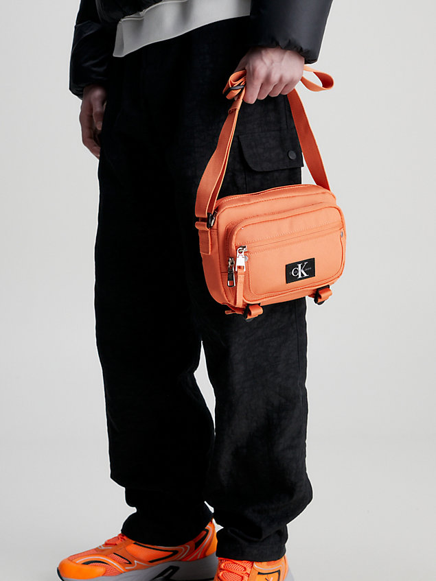 orange recycled crossbody bag for men calvin klein jeans
