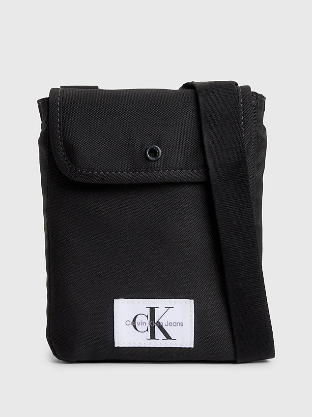 black recycled crossbody phone bag for men calvin klein jeans