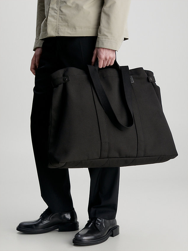 black large recycled tote bag for men calvin klein