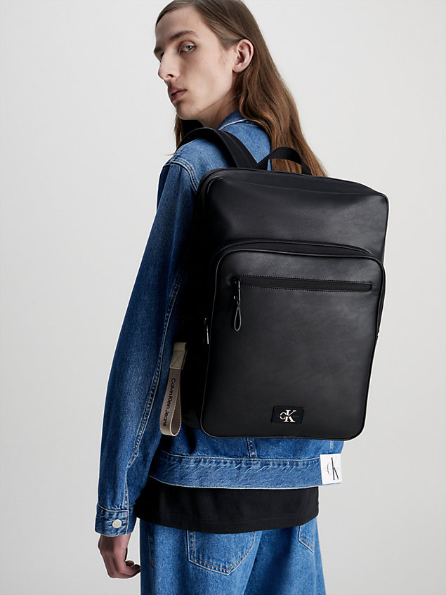 black recycled square backpack for men calvin klein jeans