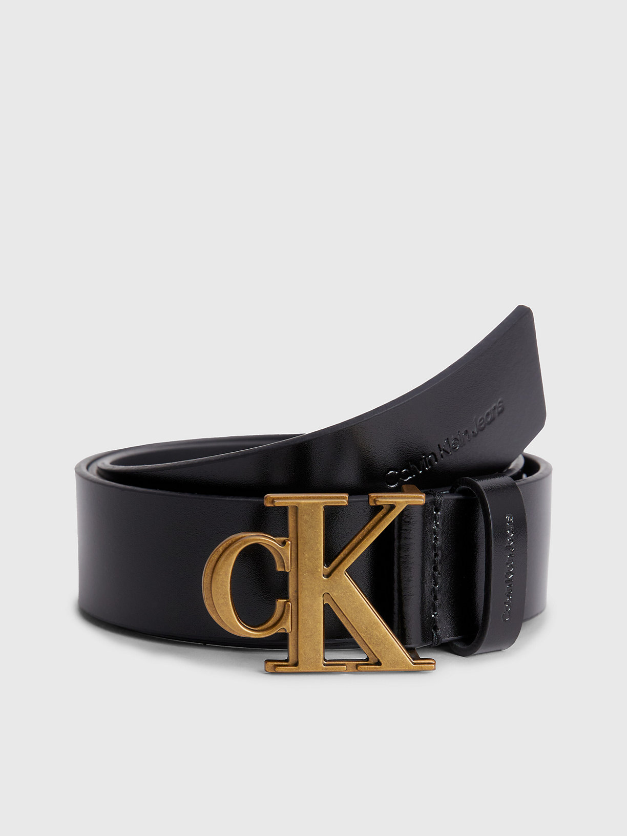 BLACK Leather Logo Belt for men CALVIN KLEIN JEANS