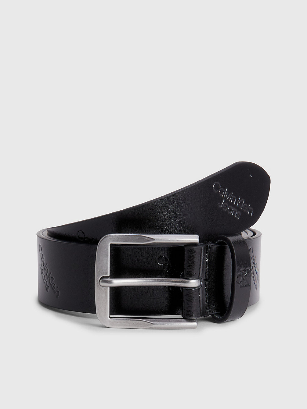 ALLOVER LOGO Leather Belt undefined men Calvin Klein