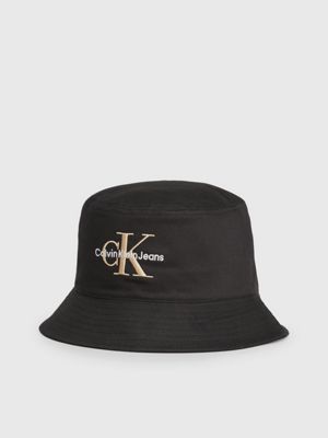 black bucket hat aus twill mit logo für herren - calvin klein jeans