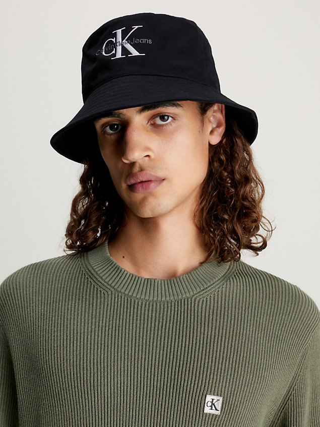 black twillowy kapelusz bucket hat dla mężczyźni - calvin klein jeans