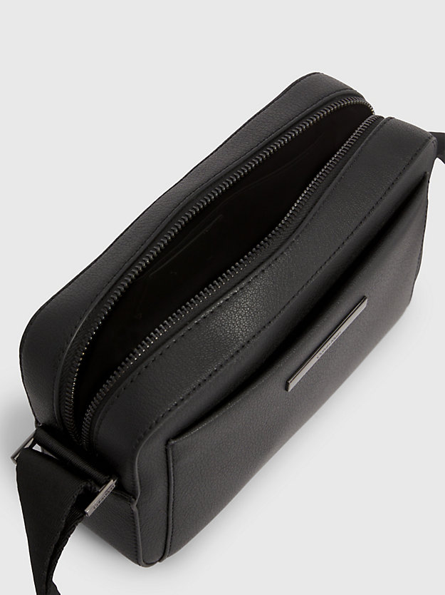 ck black faux leather crossbody bag for men calvin klein