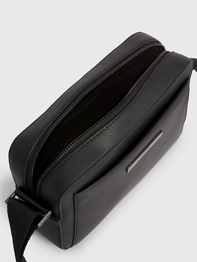 black faux leather crossbody bag for men calvin klein