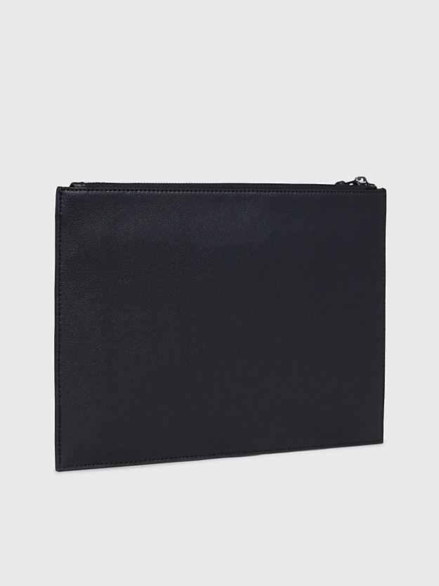 ck black faux leather pouch for men calvin klein