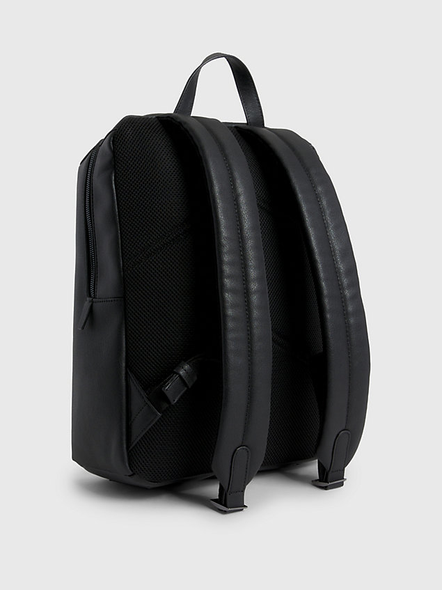 black faux leather square backpack for men calvin klein
