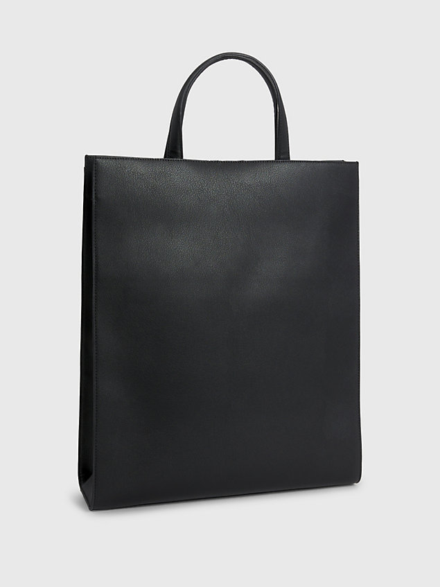 black faux leather tote bag for men calvin klein