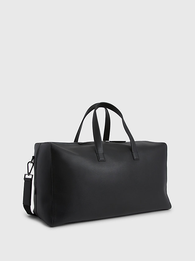 ck black faux leather weekend bag for men calvin klein