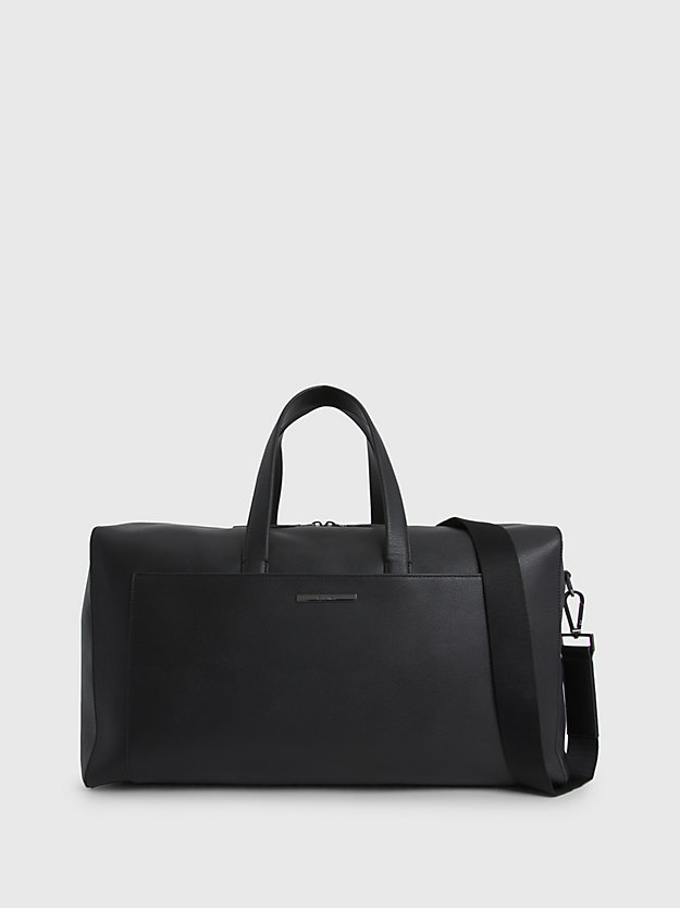 ck black faux leather weekend bag for men calvin klein