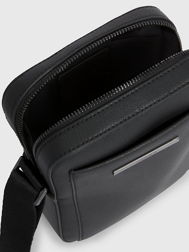 ck black faux leather crossbody reporter bag for men calvin klein