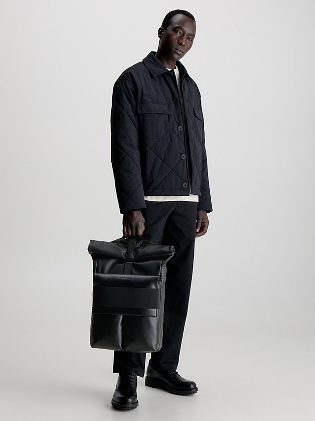 black roll-top backpack for men calvin klein