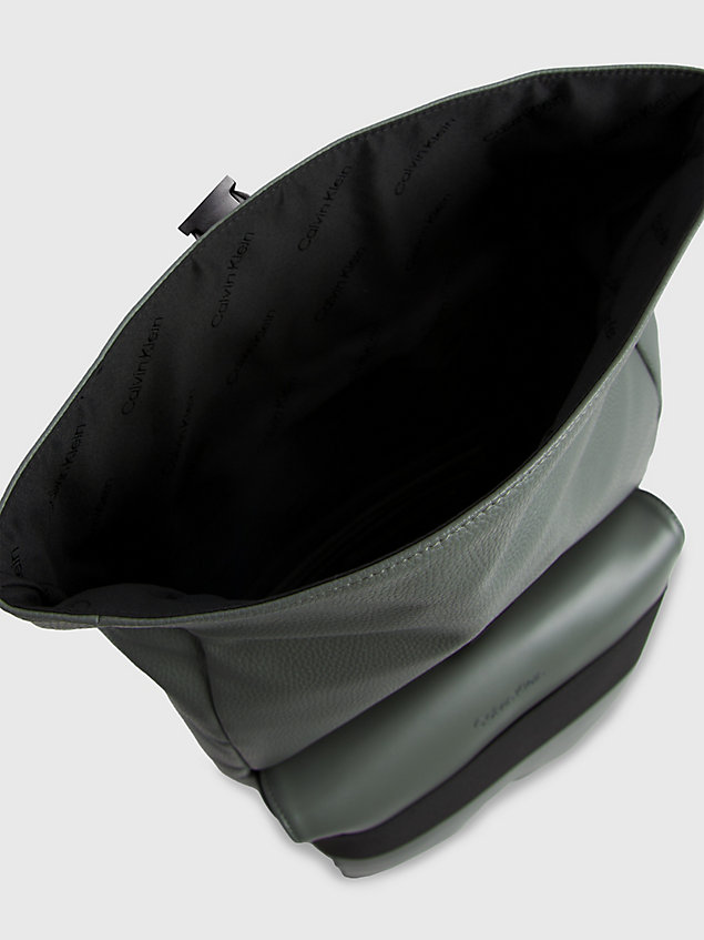 grey roll-top backpack for men calvin klein
