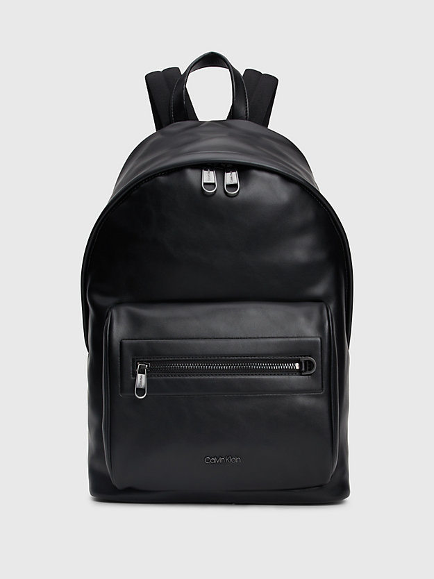 ck black smooth faux leather backpack for men calvin klein