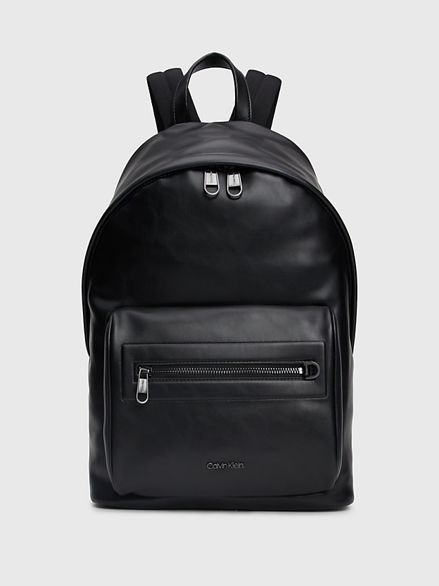 black faux leather backpack for men calvin klein