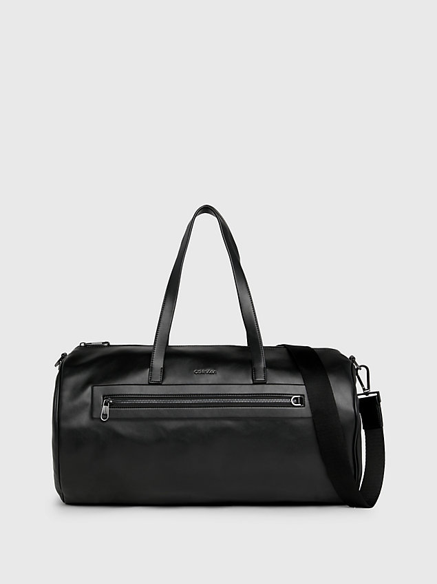 black faux leather duffle bag for men calvin klein