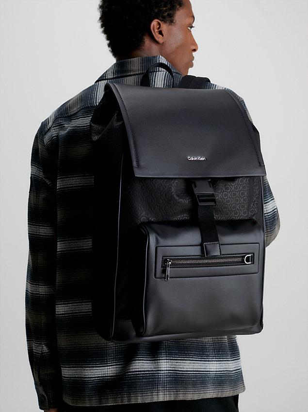 black logo backpack for men calvin klein