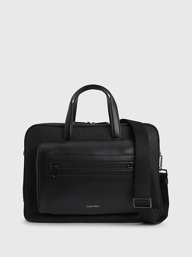 black logo laptop bag for men calvin klein
