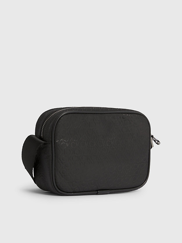 black/tonal mono logo crossbody bag for men calvin klein