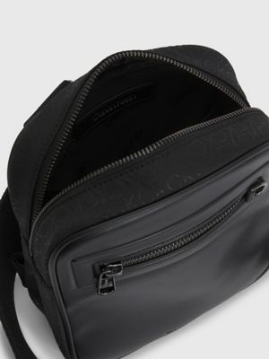 Calvin Klein Tonal Logo Print Messenger Bag - Black