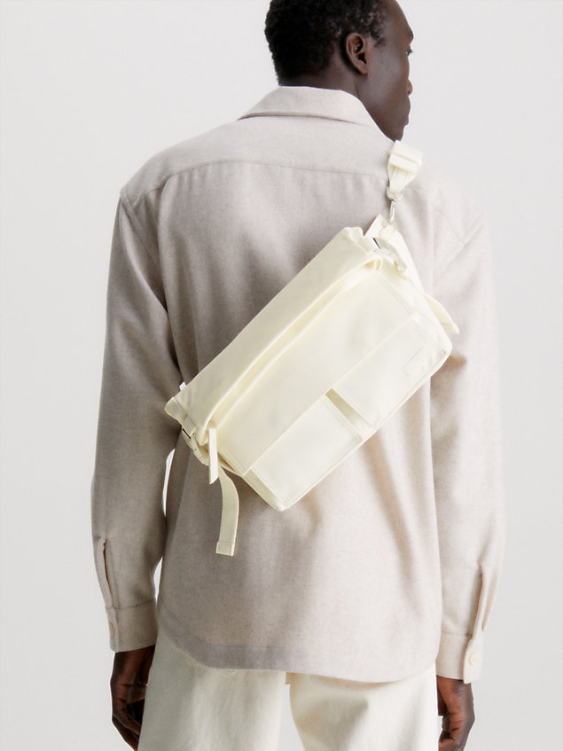 white crossover waist bag for men calvin klein