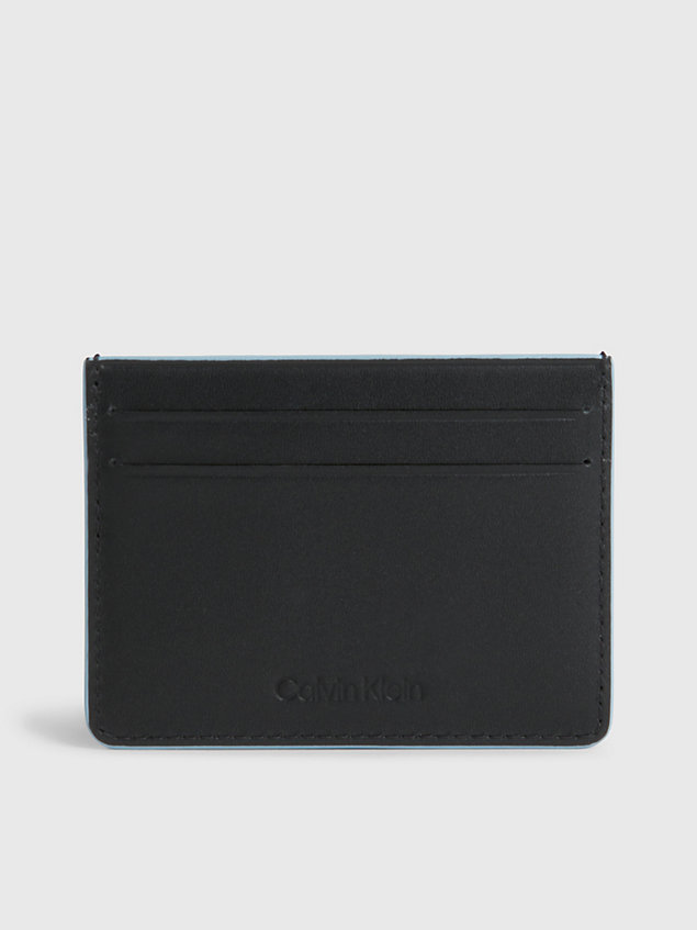 black leather cardholder for men calvin klein