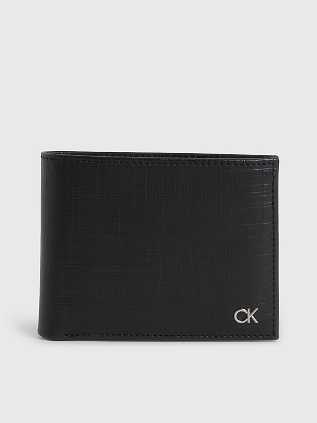 ck black check leather billfold wallet for men calvin klein