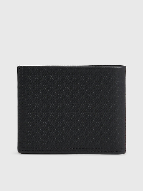 portefeuille fin en cuir anti-rfid avec logo black pour hommes calvin klein