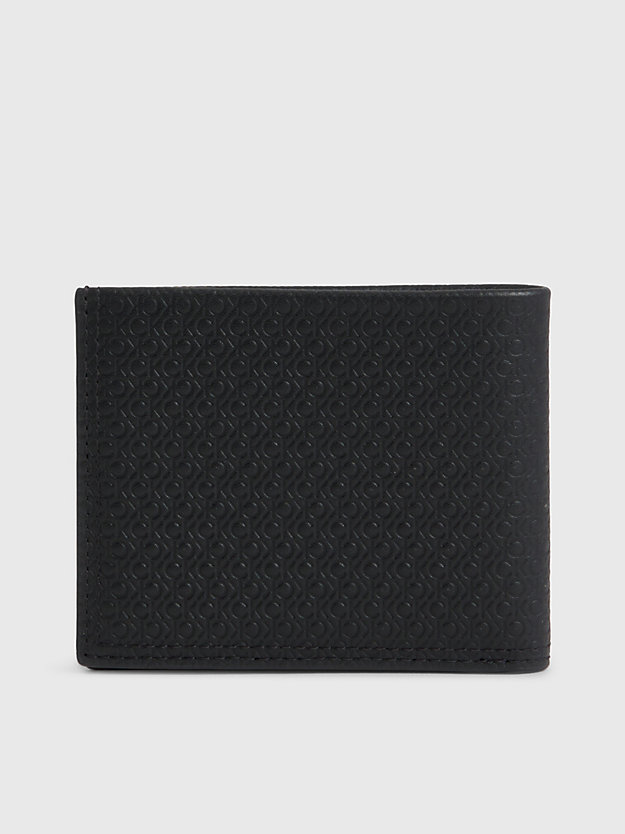 black tonal mono leather rfid logo slimfold wallet for men calvin klein