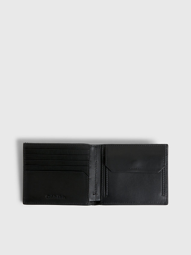 cartera de piel con compartimento para billetes y monedero y rfid con logo black de hombre calvin klein