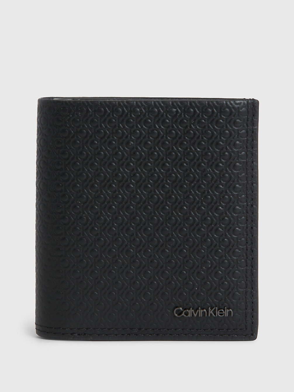 BLACK TONAL MONO Leather Rfid Logo Trifold Wallet undefined men Calvin Klein