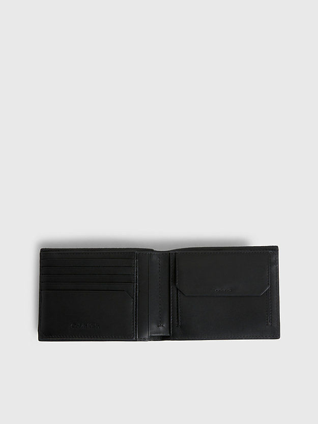 portafoglio con portamonete rfid in pelle con logo black tonal mono da uomo calvin klein
