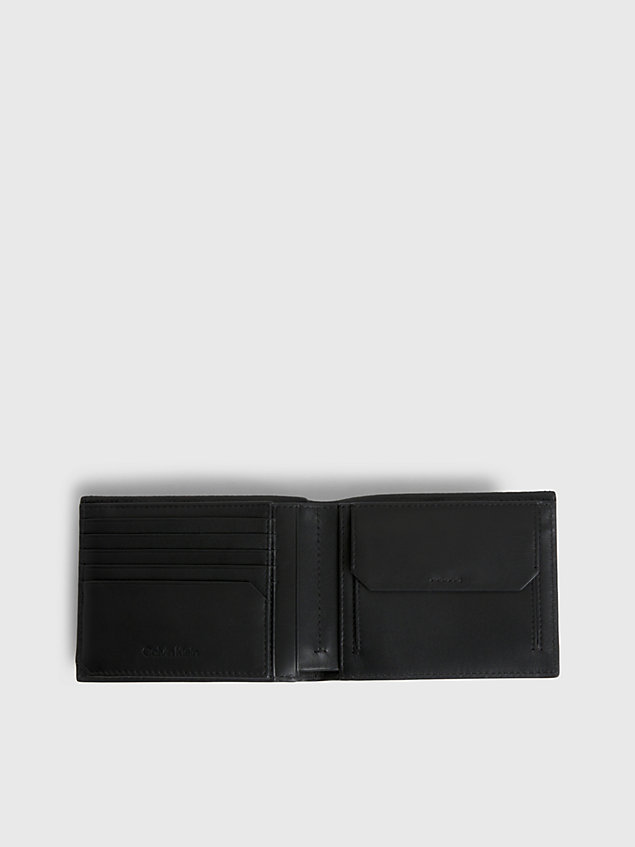 cartera de piel con compartimento para billetes y monedero y rfid con logo black de hombre calvin klein