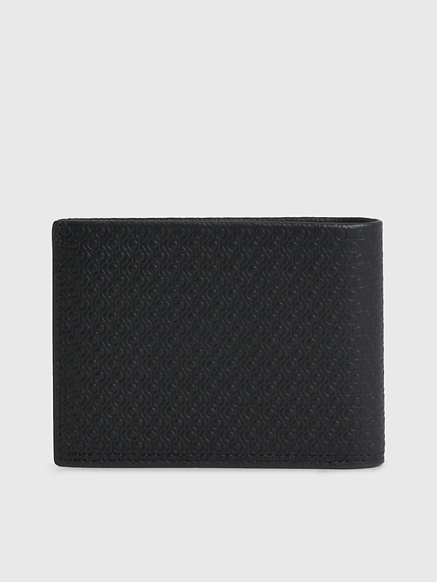 black leather rfid logo billfold wallet for men calvin klein