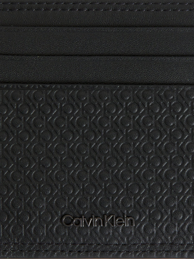 black/tonal mono logo-kartenetui aus leder mit reißverschluss für herren - calvin klein