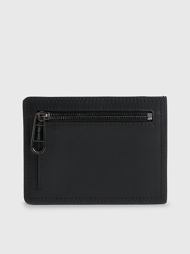porte-cartes en cuir zippé avec logo black/tonal mono pour hommes calvin klein