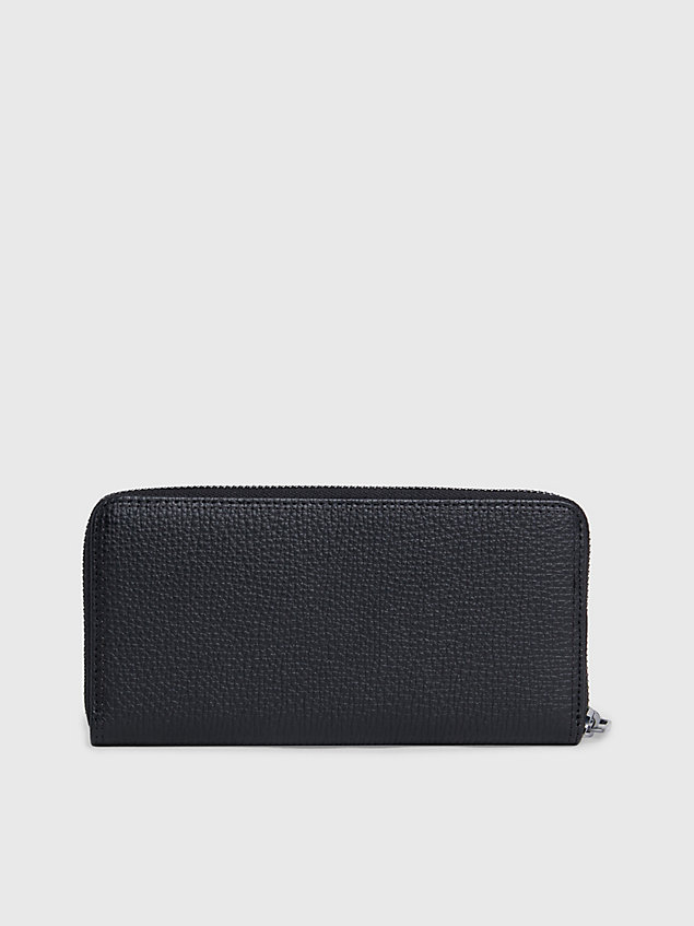 black leather rfid zip around wallet for men calvin klein