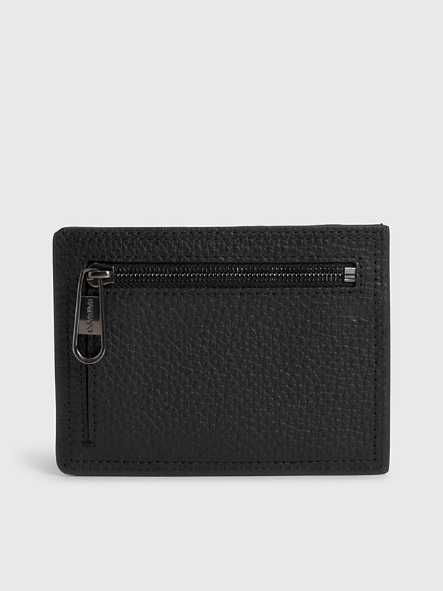 black leather cardholder with zip for men calvin klein