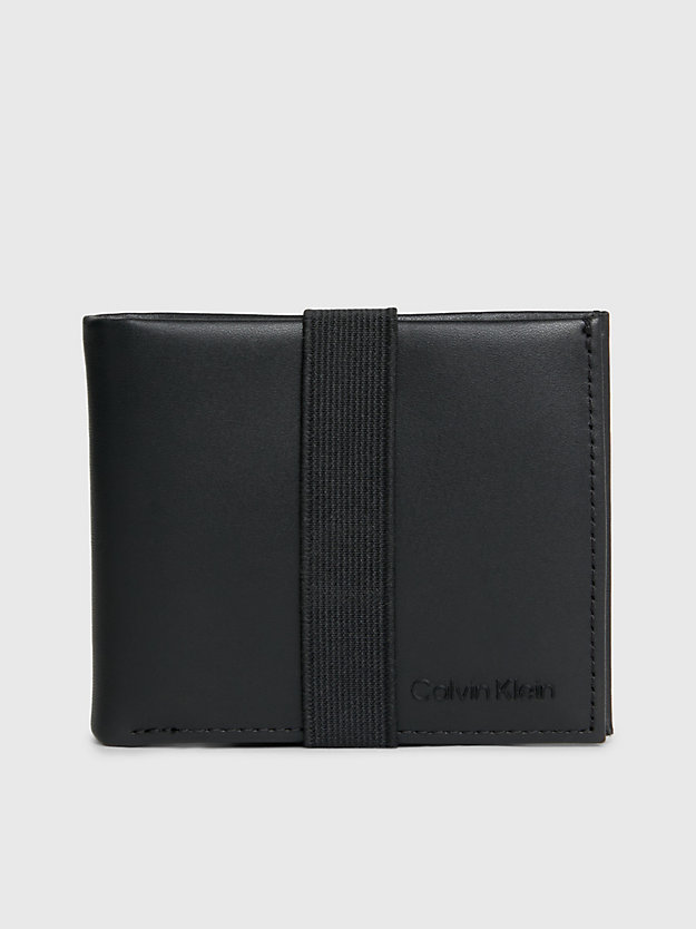 ck black leather rfid slimfold wallet for men calvin klein
