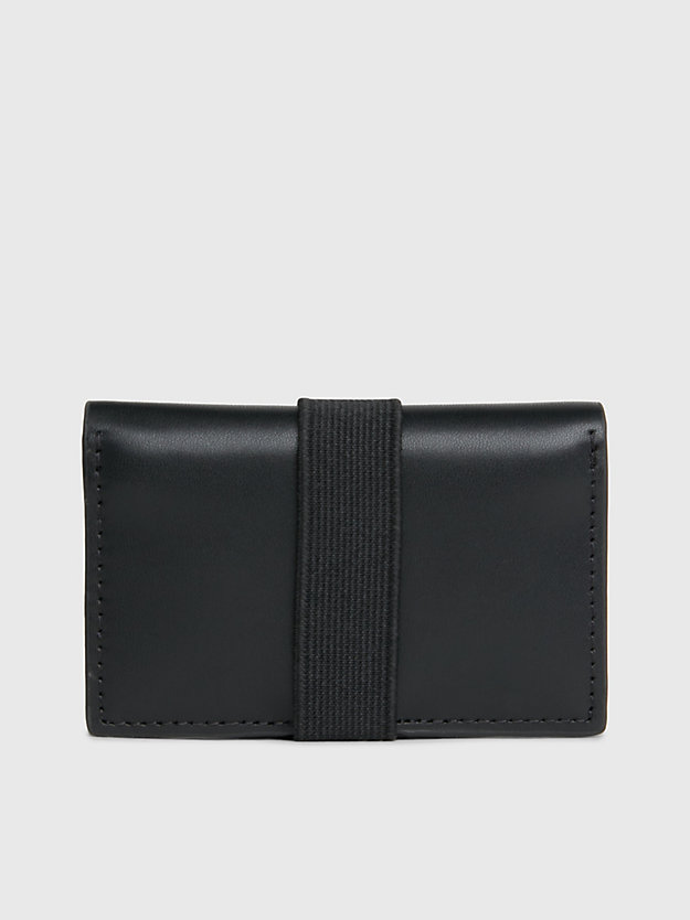 ck black leather rfid cardholder with zip for men calvin klein