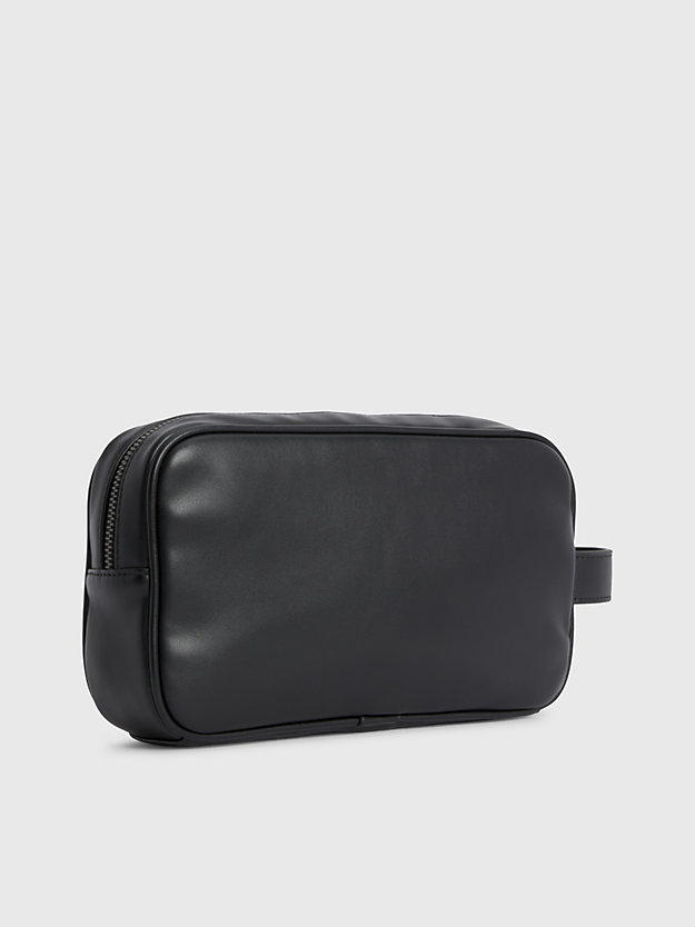 ck black faux leather wash bag for men calvin klein