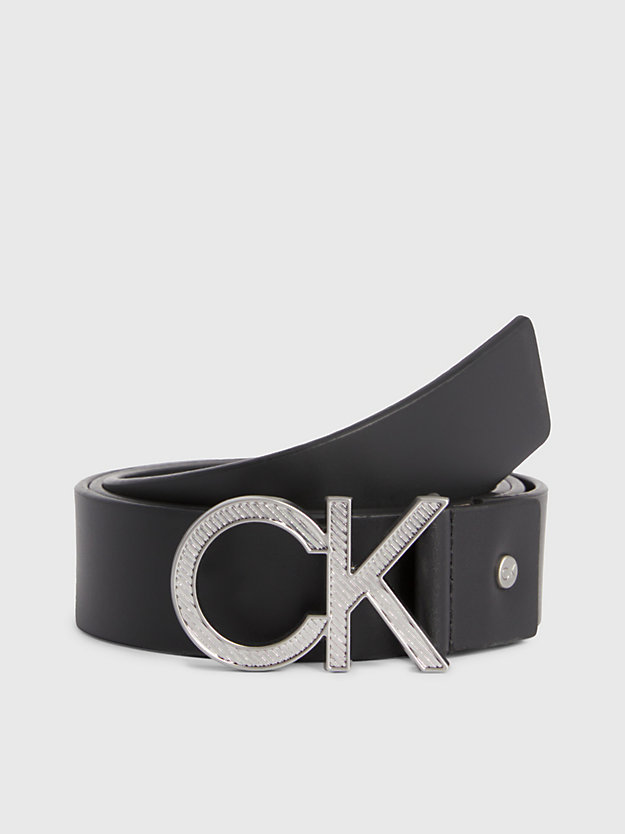 ck black leather logo belt for men calvin klein