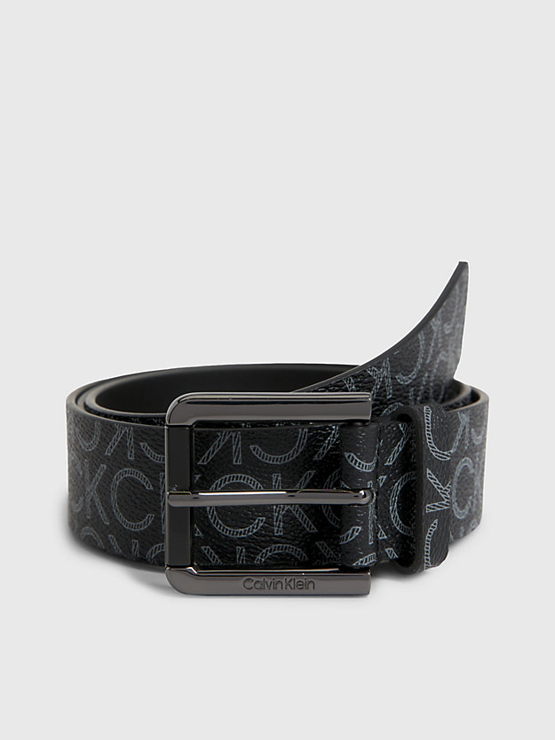 black classic mono faux leather logo belt for men calvin klein