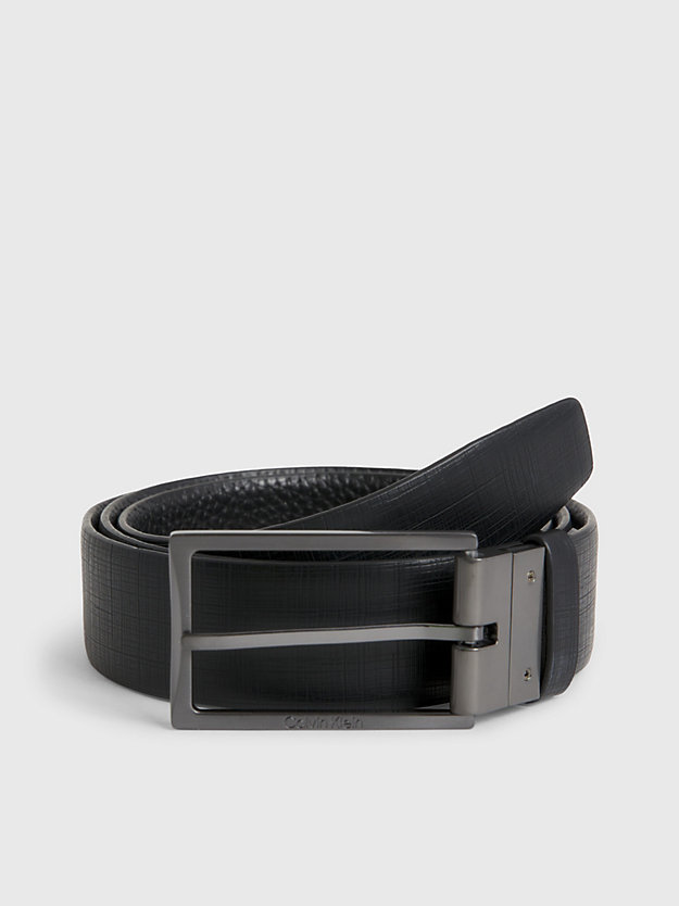 black pebble/black check reversible leather belt for men calvin klein