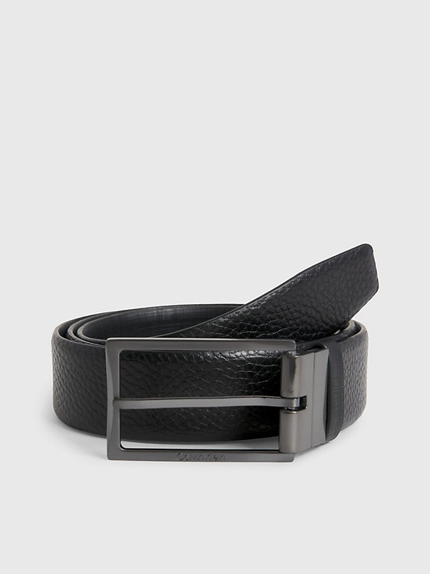 black pebble/black check reversible leather belt for men calvin klein