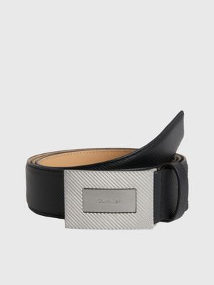 Calvin Klein Leather Logo Belt - 105 cm (41.3 Inches) - Black - Men