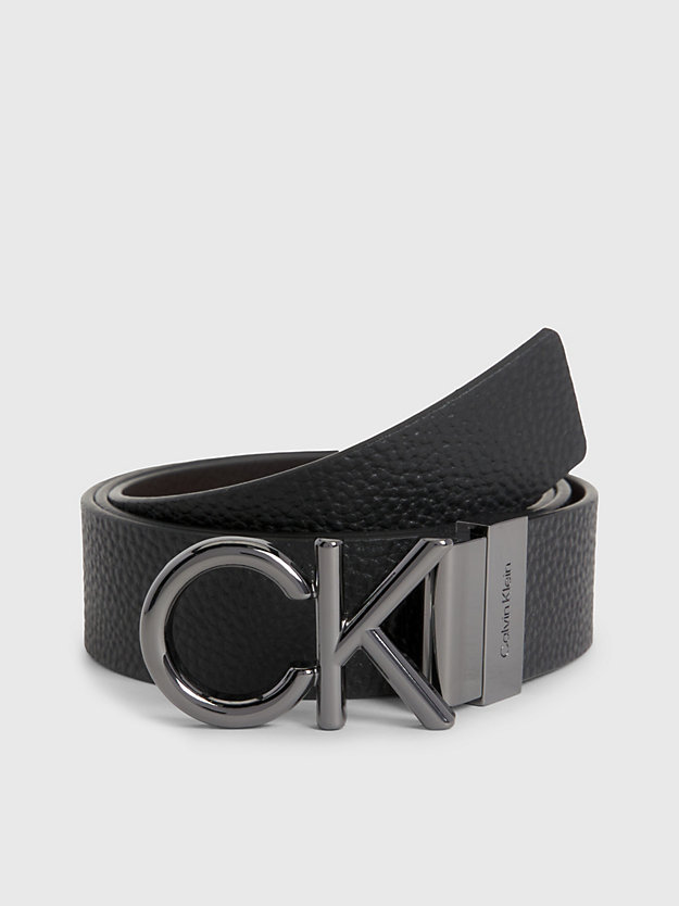 black/brown reversible leather logo belt for men calvin klein