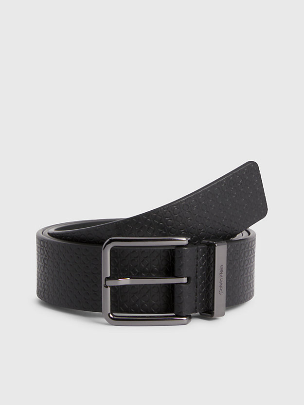 black nano mono/black smooth leather logo belt for men calvin klein